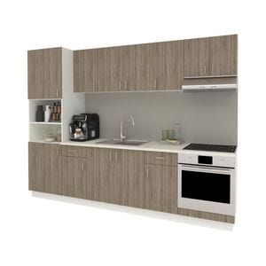 Set Bucatarie haaus Karo V24, Stejar Sonoma Inchis/Alb, Blat Thermo 28 mm, L 280 cm