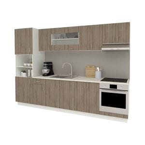 Set Bucatarie haaus Karo V27, Stejar Sonoma Inchis/Alb, Blat Thermo 28 mm, L 300 cm