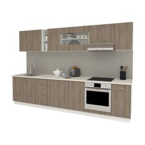 Set Bucatarie haaus Karo V28, Stejar Sonoma Inchis/Alb, Blat Thermo 28 mm, L 320 cm