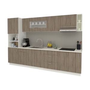 Set Bucatarie haaus Karo V29, Stejar Sonoma Inchis/Alb, Blat Thermo 28 mm, L 320 cm