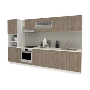 Set Bucatarie haaus Karo V33, Stejar Sonoma Inchis/Alb, Blat Thermo 28 mm, L 340 cm
