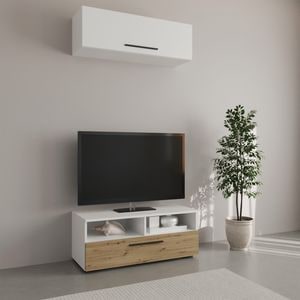 Set mobila living Haaus Kos V11, Alb/Stejar Artisan, 95 x 40 x 200 cm