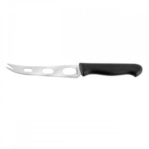 Cutit pentru branza si branza galbena Fackelmann 43280, 24 cm, Cu gauri, Blat dublu, Negru/argintiu