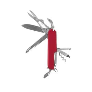 Cutit de buzunar multifunctional Fackelmann Nirosta 48194, 9 cm, 10 functii, Inox, Rosu