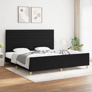 Cadru de pat cu tablie vidaXL, 200x200 cm, textil, negru