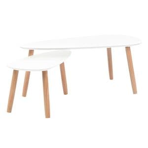 Set mese living CT358, 2 piese, 100 x 50 x 40 cm/ 70 x 34.5 x 35 cm, alb