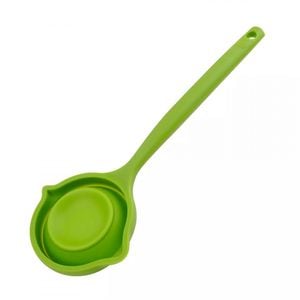 Polonic pliabil Gustos 678203, Doua guri de scurgere, Maner moale, 33,5 cm, Silicon, Verde