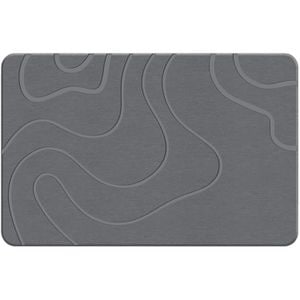Covor de Baie Universal, din Diatomit Modern, Antiderapant, Absorbant Rapid, 60 x 40 cm, Gri