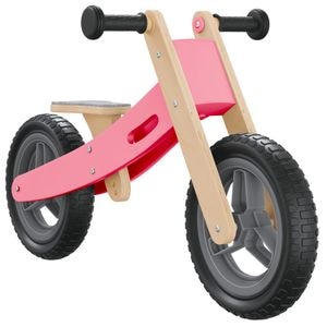 Bicicleta de echilibru pentru copii, material cadru lemn, diametru roti 11 inch, roz