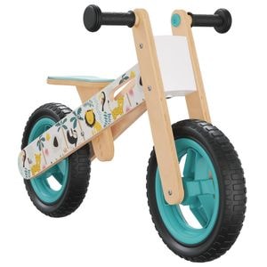 Bicicleta de echilibru pentru copii, cadru lemn cu imprimeu, roti 11 inch, albastru