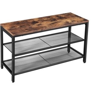 Raft pentru pantofi VASAGLE, cu 2 nivele, metal, 80x30x44cm, stil industrial, maro rustic si negru