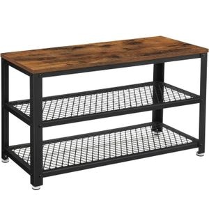  Raft pentru pantofi cu 2 polite VASAGLE, 73x30x45cm, otel, stil industrial, maro rustic si negru