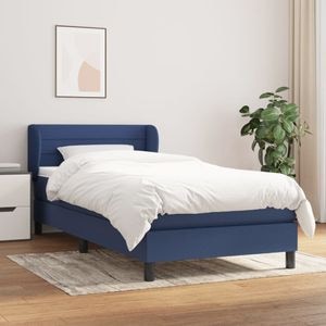 Pat box spring cu saltea vidaXL, albastru, 100x200 cm, textil