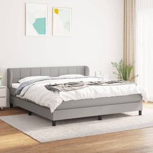 Pat continental vidaXL, gri deschis, 180x200 cm, material textil