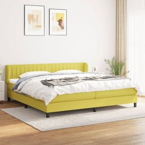 Pat box spring cu saltea vidaXL, verde, 200x200 cm, textil