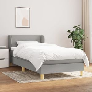 Pat continental cu saltea vidaXL, gri deschis, 80x200 cm, textil