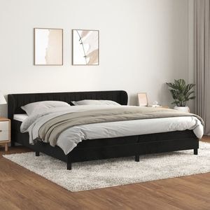 Pat box spring cu saltea vidaXL, negru, 200x200 cm, catifea