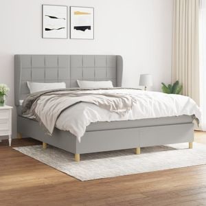 Pat continental vidaXL, gri deschis, 180x200 cm, material textil