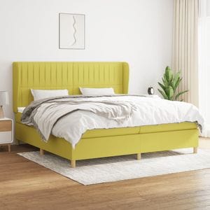 Pat box spring cu saltea vidaXL, verde, 200x200 cm, textil