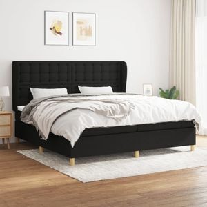 Pat box spring cu saltea vidaXL, negru, 200x200 cm, textil