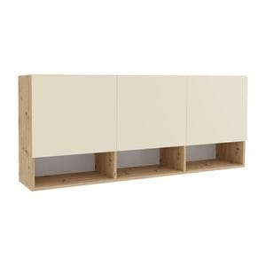 Dulap suspendat Haaus Malmo, 3 Usi, Stejar Artisan/Argila, 144 x 27 x 60 cm