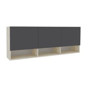 Dulap suspendat Haaus Malmo, 3 Usi, Stejar Alb/Antracit, 164 x 27 x 60 cm