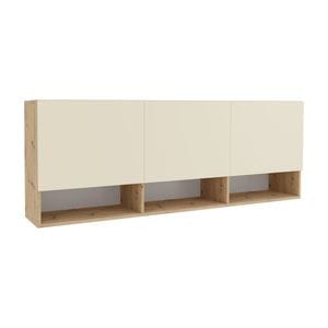 Dulap suspendat Haaus Malmo, 3 Usi, Stejar Artisan/Argila, 164 x 27 x 60 cm