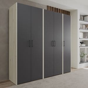 Dressing Haaus Malmo V1, Stejar Alb/Antracit, 200 x 52 x 200 cm