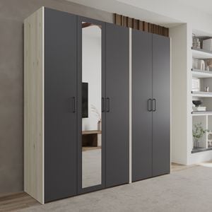 Dressing Haaus Malmo V2, Stejar Alb/Antracit, 200 x 52 x 200 cm