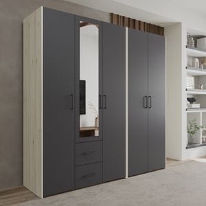 Dressing Haaus Malmo V3, Stejar Alb/Antracit, 200 x 52 x 200 cm