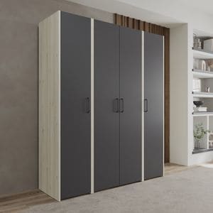 Dressing Haaus Malmo V4, Stejar Alb/Antracit, 160 x 52 x 200 cm