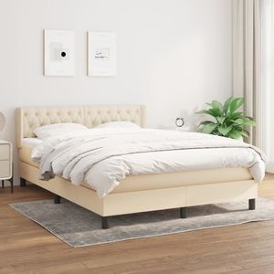 Pat continental cu saltea vidaXL, 140x200 cm, material textil, crem