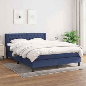 Pat box spring cu saltea vidaXL, 140x200 cm, textil, albastru