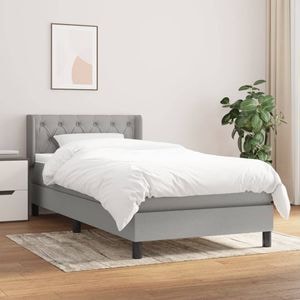 Pat continental cu saltea vidaXL, 80x200 cm, textil, gri deschis