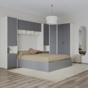 Set dormitor haaus Malmo V15, Pat 200 x 140 cm, Stejar Alb/Antracit