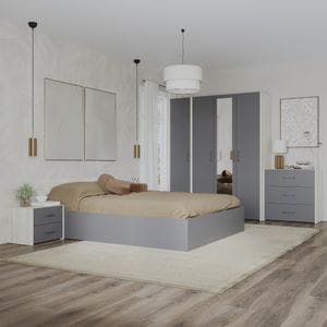 Set dormitor haaus Malmo V8, Pat 200 x 160 cm, Stejar Alb/Antracit