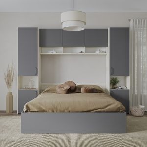 Set dormitor haaus Malmo V11, Pat 200 x 160 cm, Stejar Alb/Antracit