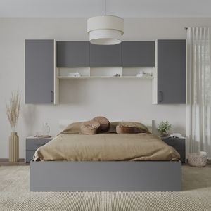 Set dormitor haaus Malmo V13, Pat 200 x 160 cm, Stejar Alb/Antracit
