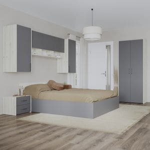 Set dormitor haaus Malmo V17, Pat 200 x 160 cm, Stejar Alb/Antracit