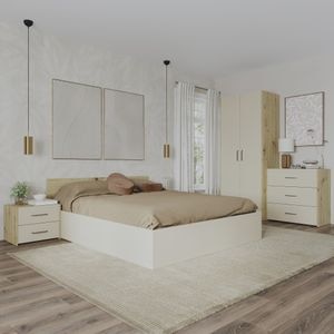 Set dormitor haaus Malmo V2, Pat 200 x 140 cm, Stejar Artisan/Argila