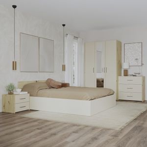 Set dormitor haaus Malmo V4, Pat 200 x 140 cm, Stejar Artisan/Argila