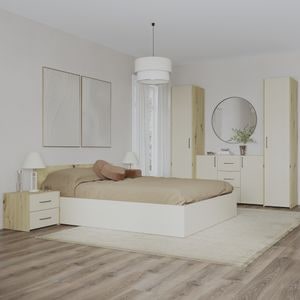 Set dormitor haaus Malmo V5, Pat 200 x 140 cm, Stejar Artisan/Argila