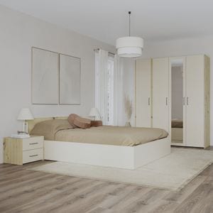 Set dormitor haaus Malmo V7, Pat 200 x 140 cm, Stejar Artisan/Argila
