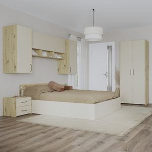 Set dormitor haaus Malmo V17, Pat 200 x 140 cm, Stejar Artisan/Argila