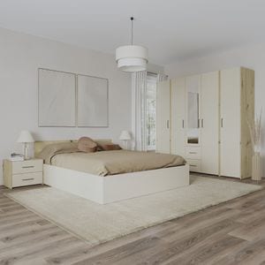 Set dormitor haaus Malmo V10, Pat 200 x 160 cm, Stejar Artisan/Argila