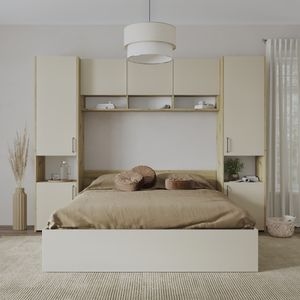 Set dormitor haaus Malmo V11, Pat 200 x 160 cm, Stejar Artisan/Argila