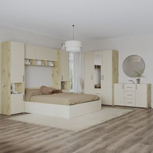 Set dormitor haaus Malmo V12, Pat 200 x 160 cm, Stejar Artisan/Argila