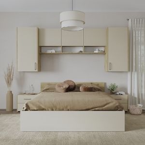 Set dormitor haaus Malmo V13, Pat 200 x 160 cm, Stejar Artisan/Argila