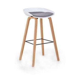 Scaun bar DRIMUS HM H86, alb-gri, 43x81x76 cm