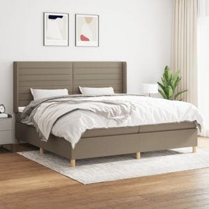 Pat box spring cu saltea vidaXL, gri taupe, 200x200 cm, textil